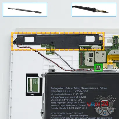 How to disassemble Lenovo Tab 2 A10-70L, Step 12/1