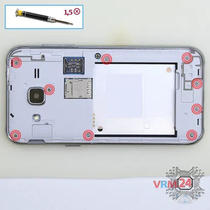 How to disassemble Samsung Galaxy J2 SM-J200, Step 3/1