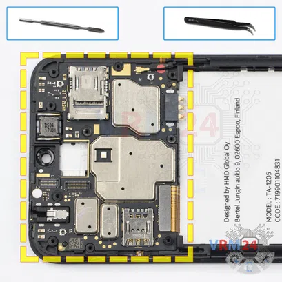 Como desmontar Nokia 1.3 TA-1205 por si mesmo, Passo 10/1