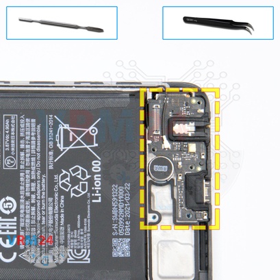 How to disassemble Xiaomi Redmi Note 10, Step 11/1