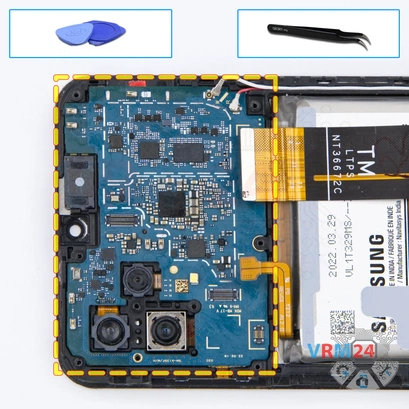 Cómo desmontar Samsung Galaxy A13 SM-A135, Paso 17/1