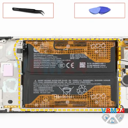How to disassemble Xiaomi Redmi Note 14, Step 14/1