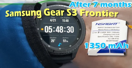Testa a bateria Samsung Gear S3 HSABAT de 1350 mAh após sete meses