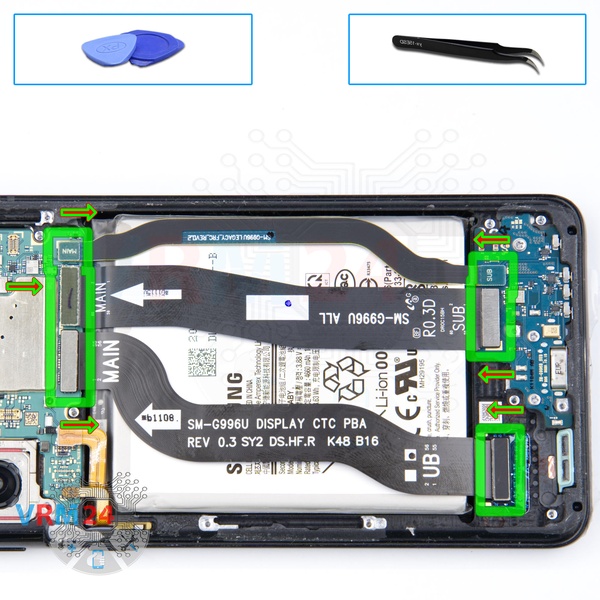 Retirar los cables entre placas